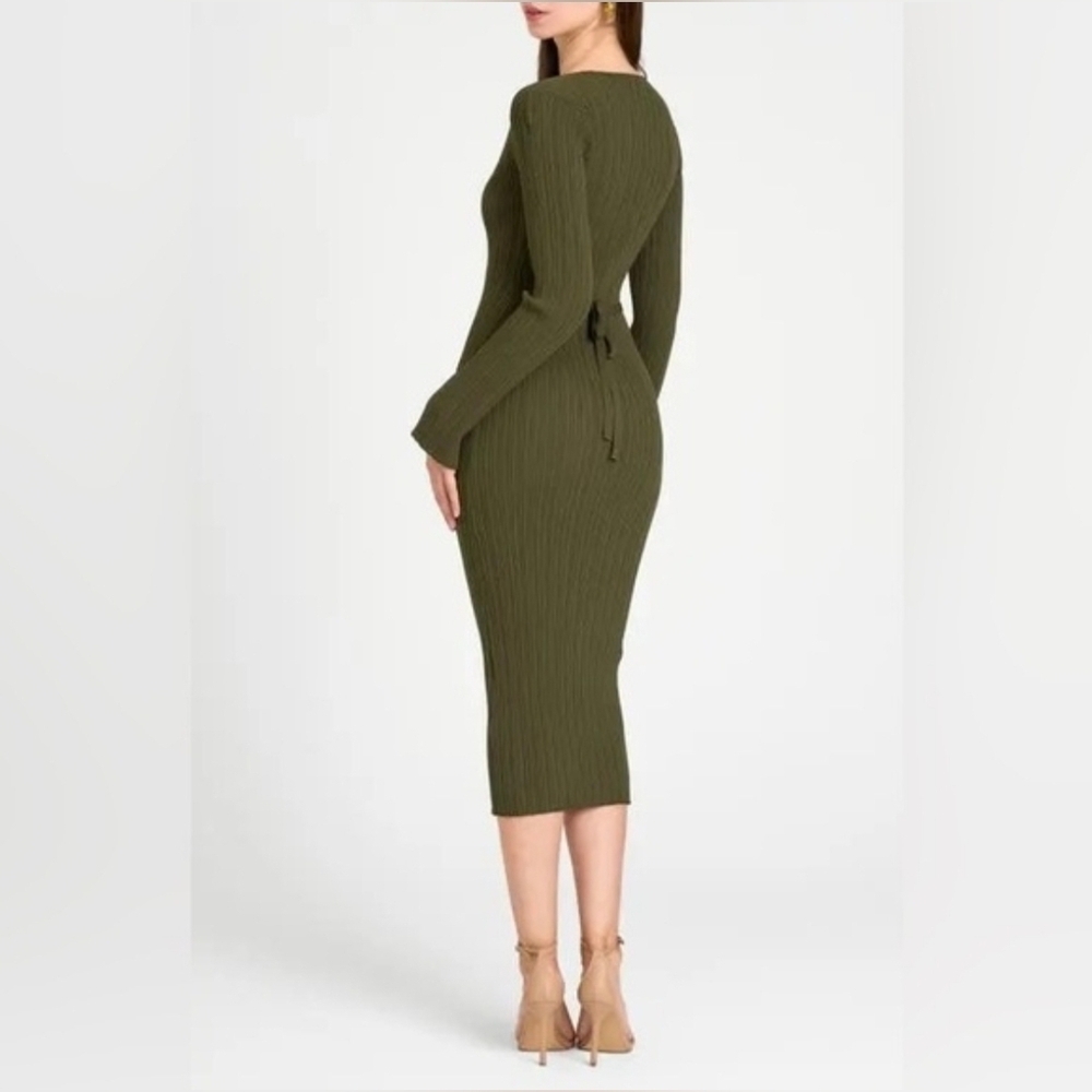 🔆 Wayf Olive Long Sleeve Knit Dress, Small NWOT